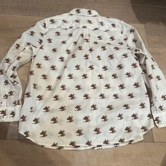TALBOTS WOMENS XL HORSE SHIRT LONG SLEEVE BUTTON CREAM BROWN - Picture 8 of 8